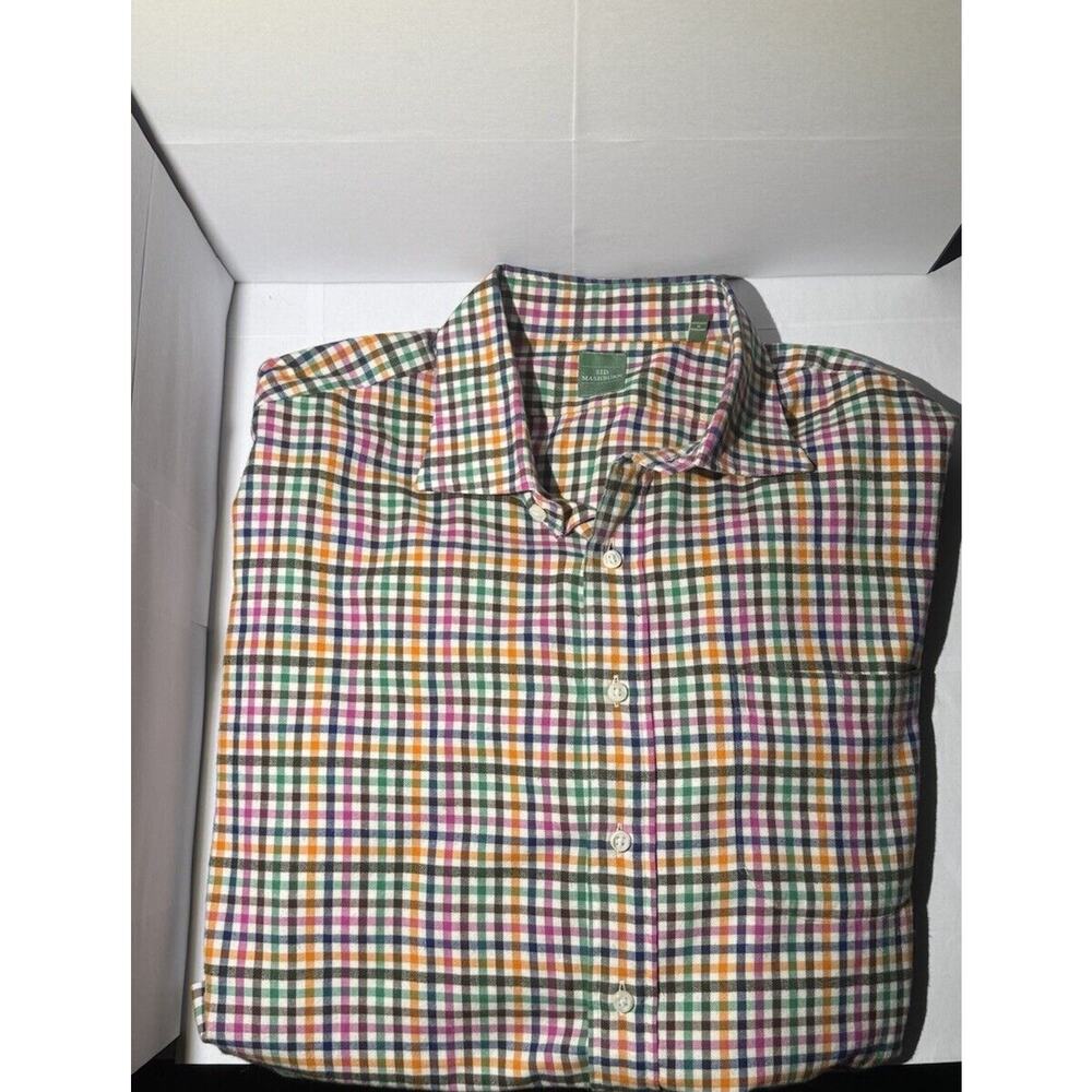 Sid Mashburn Size XL Oxford Button Down Plaid Rainbow